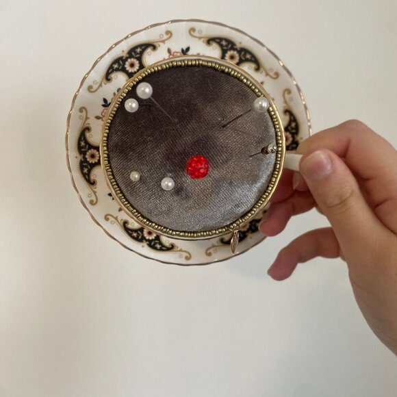 Vintage Teacup Handmade Pincushion For Sewing / Quilting - Picture 8 of 9